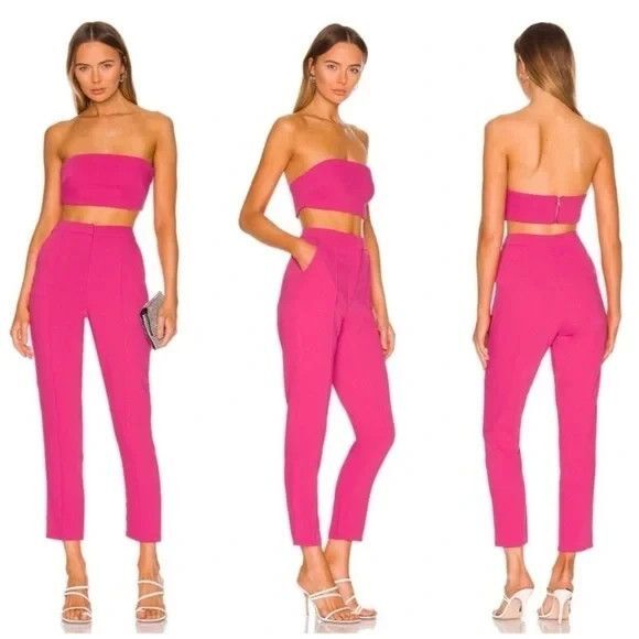 superdown Pants - Superdown Remy Bandeau Pant Pink S Office Siren 80s Maximalism Y3K Modern Prep